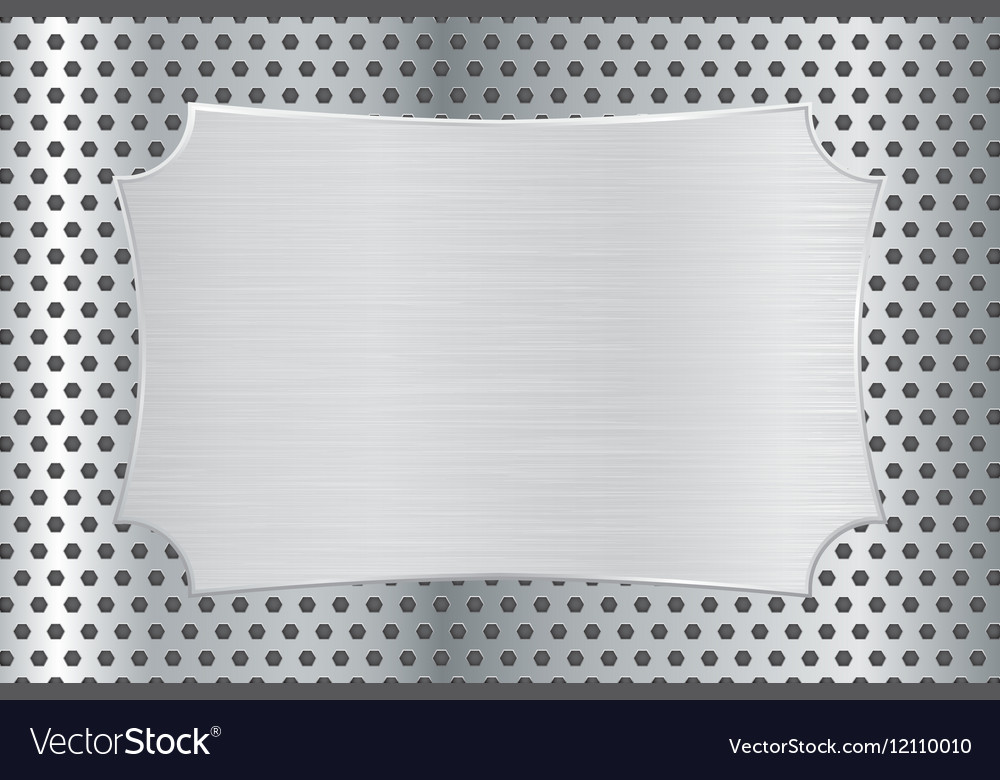 Metal decorative plate on perforated background Vector Image