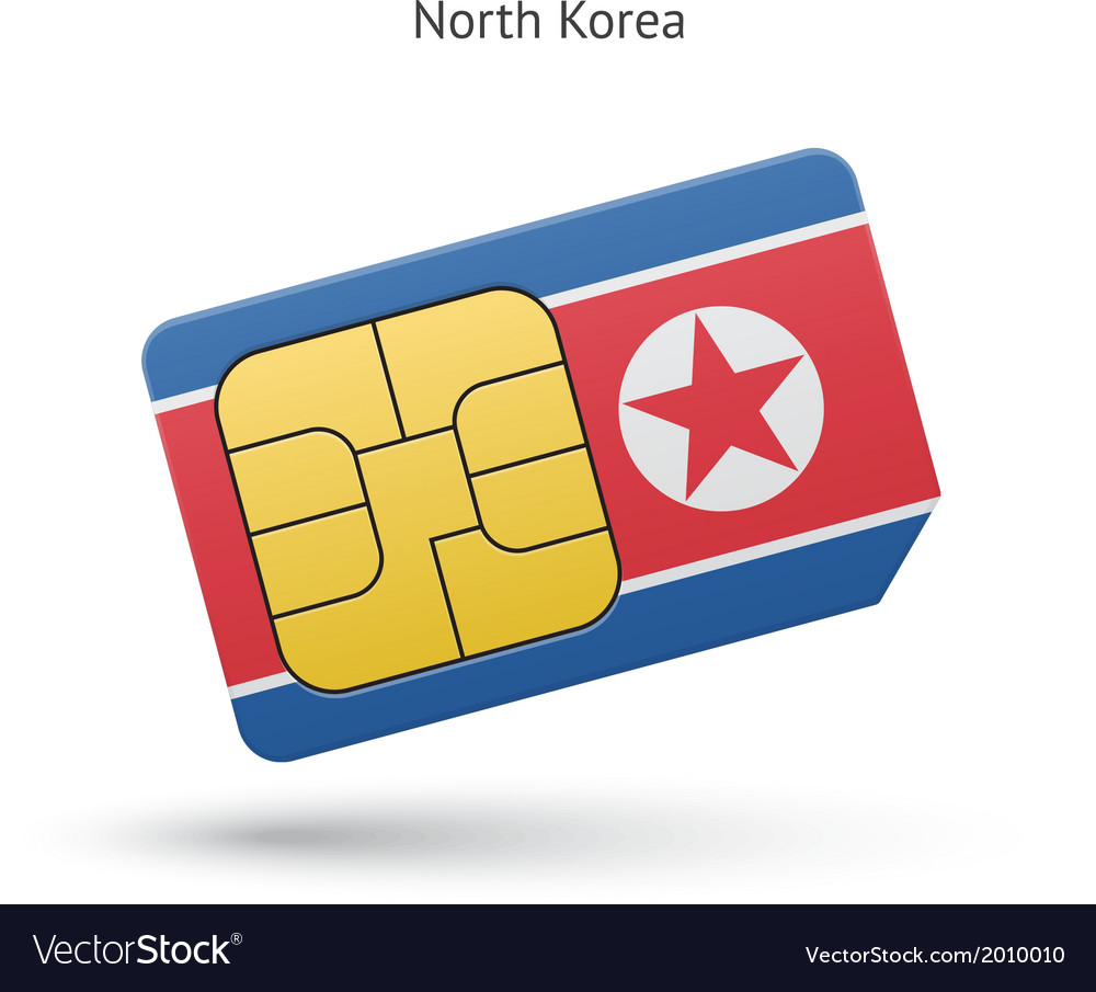 North korea mobile phone sim card with flag Vector Image