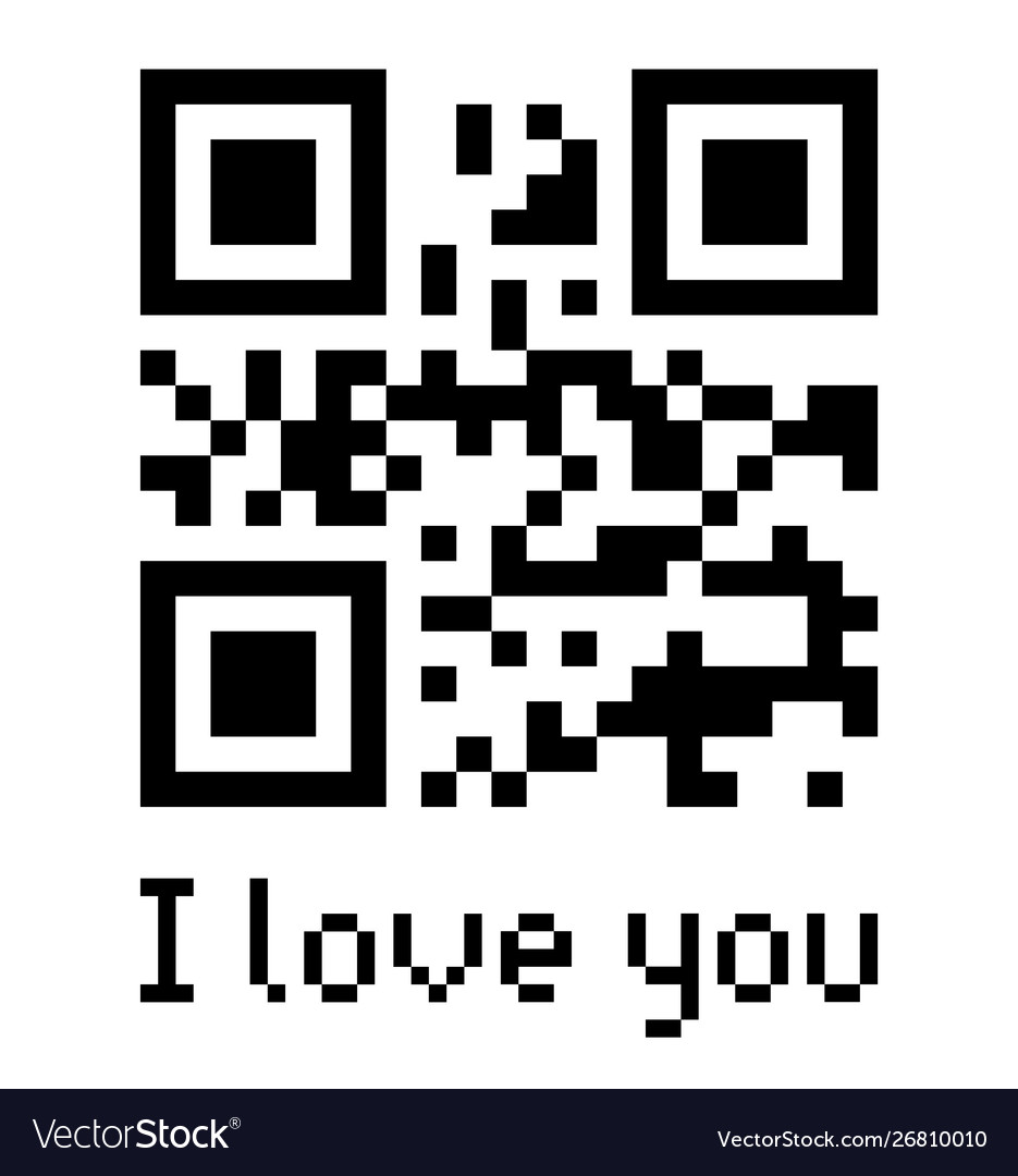 Qr code sample with text i love you Royalty Free Vector