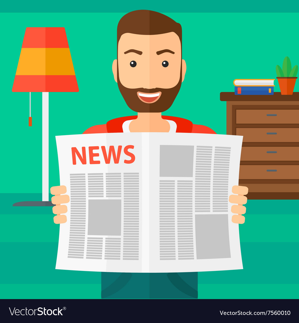 Reporter reading newspaper Royalty Free Vector Image