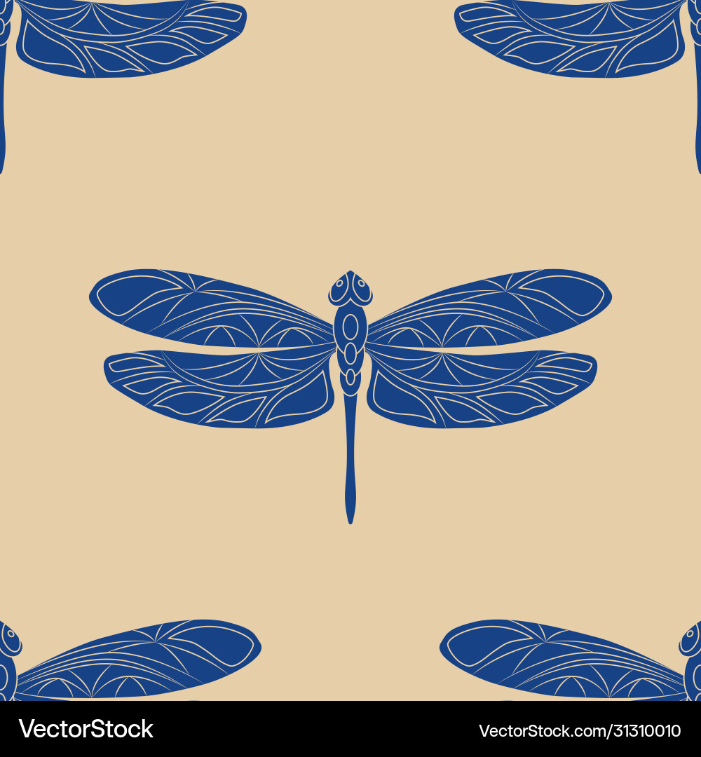 Seamless pattern with openwork dragonflies Vector Image