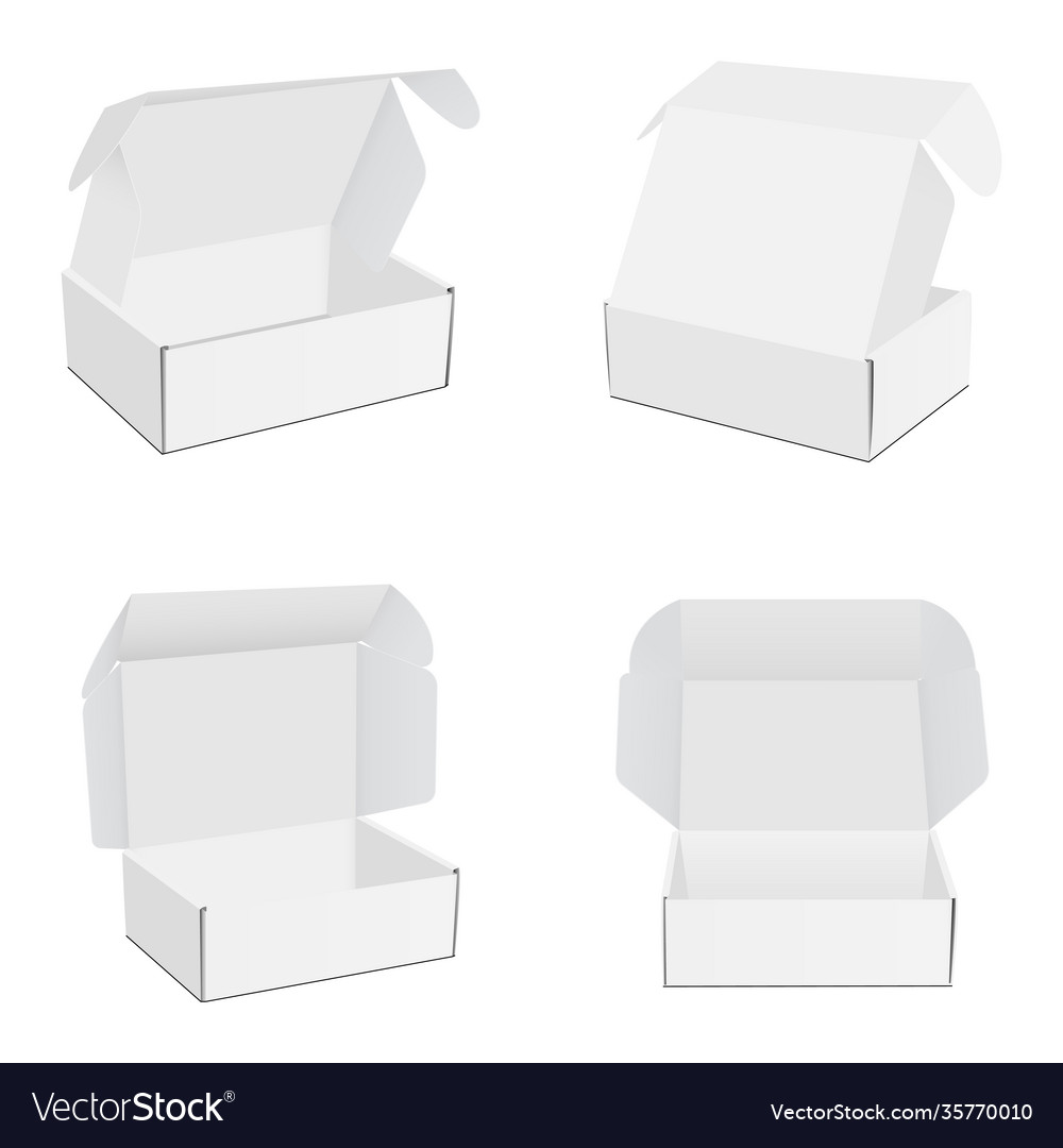 Set square mailing boxes with opened lid Vector Image