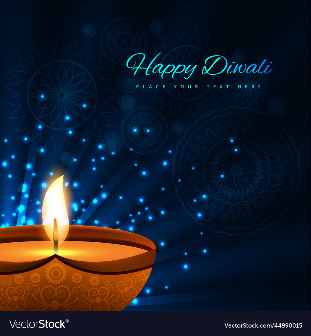 Blue background with lights diwali Royalty Free Vector Image