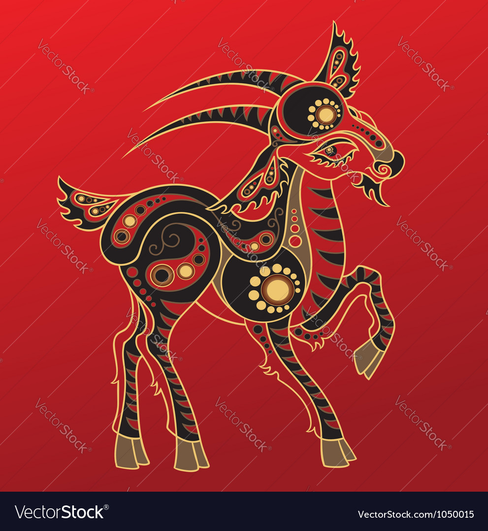 Chinese horoscope year goat Royalty Free Vector Image