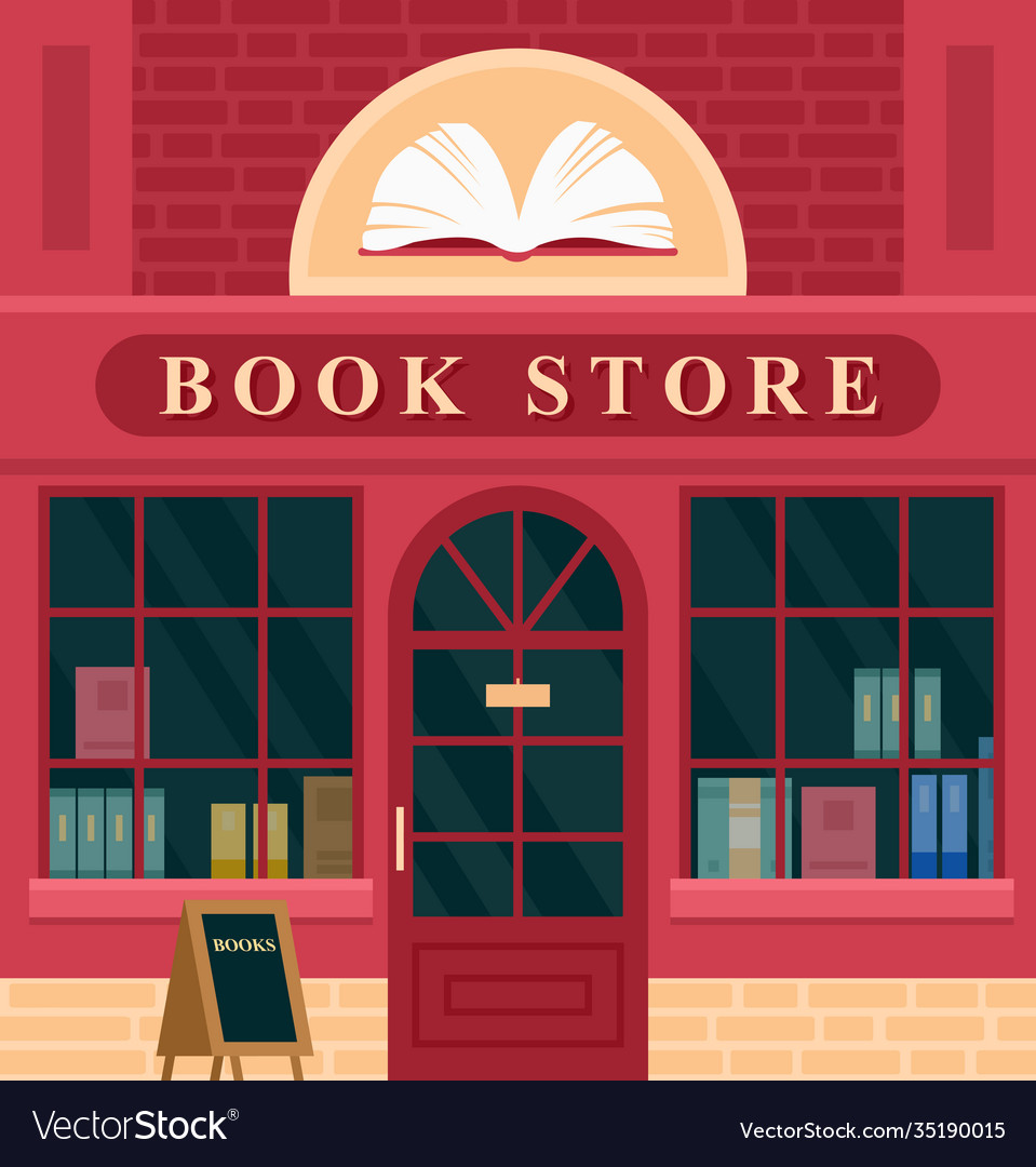 City building vintage book store facade Royalty Free Vector