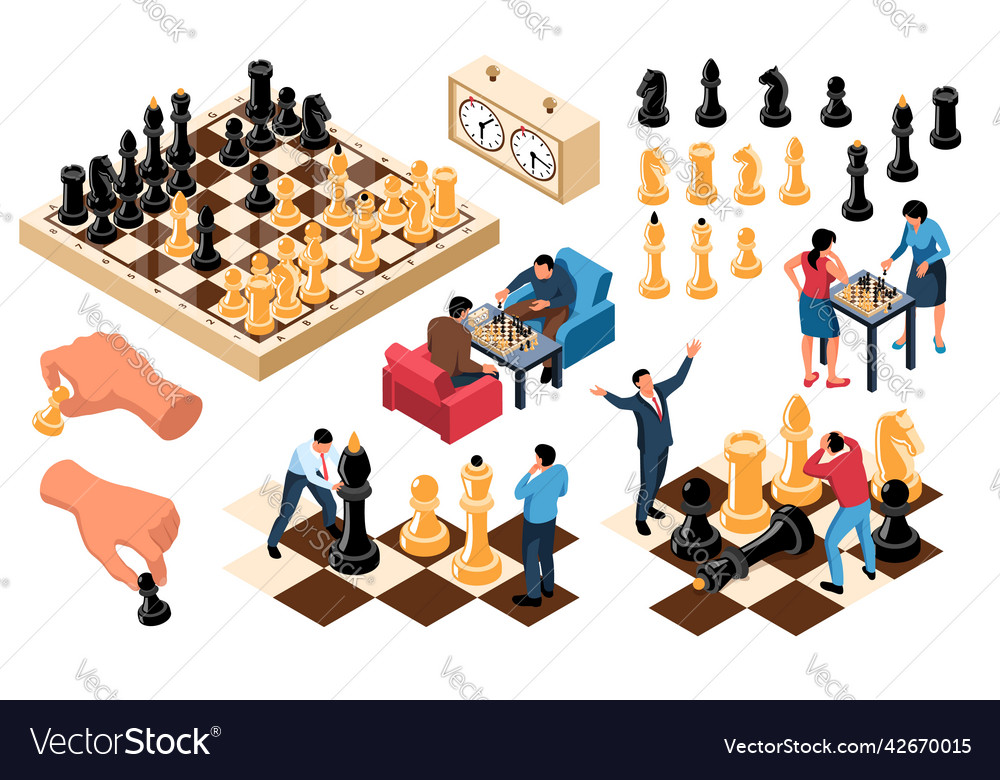 Robot play chess icon isometric vector. Online game 15114573