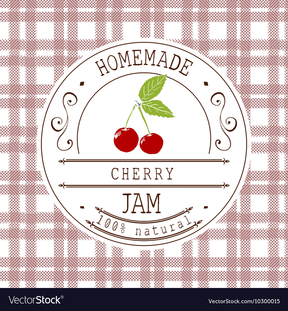 Jam label design template for cherry dessert Vector Image