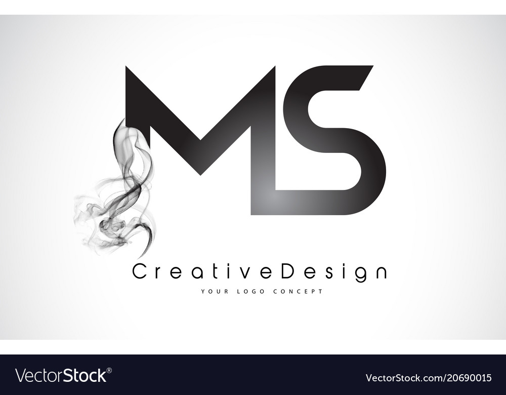 Ms Letter Logo Design With Black Smoke Royalty Free Vector