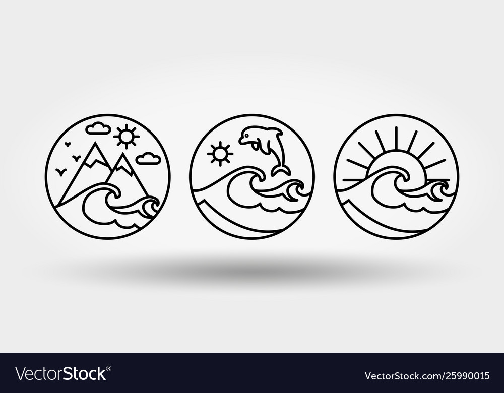 Nature vacation camping set icons logos vector image Nature vacation camping set icons logos