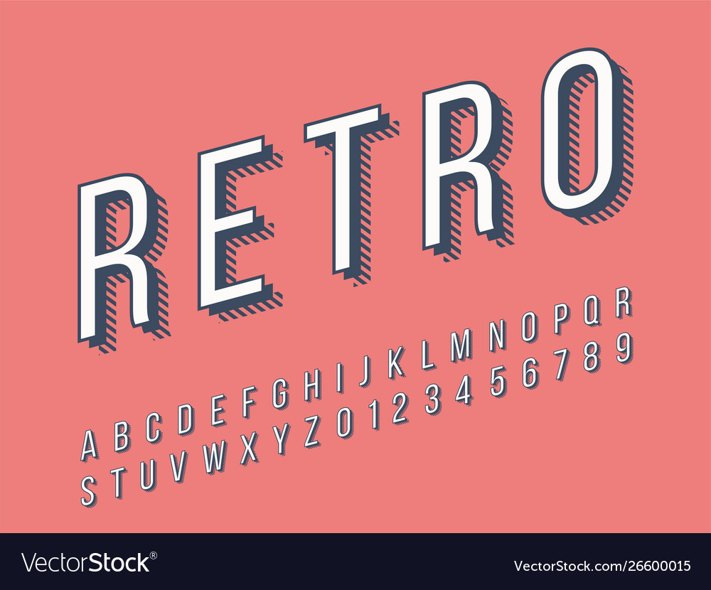 Retro font and alphabet stock Royalty Free Vector Image