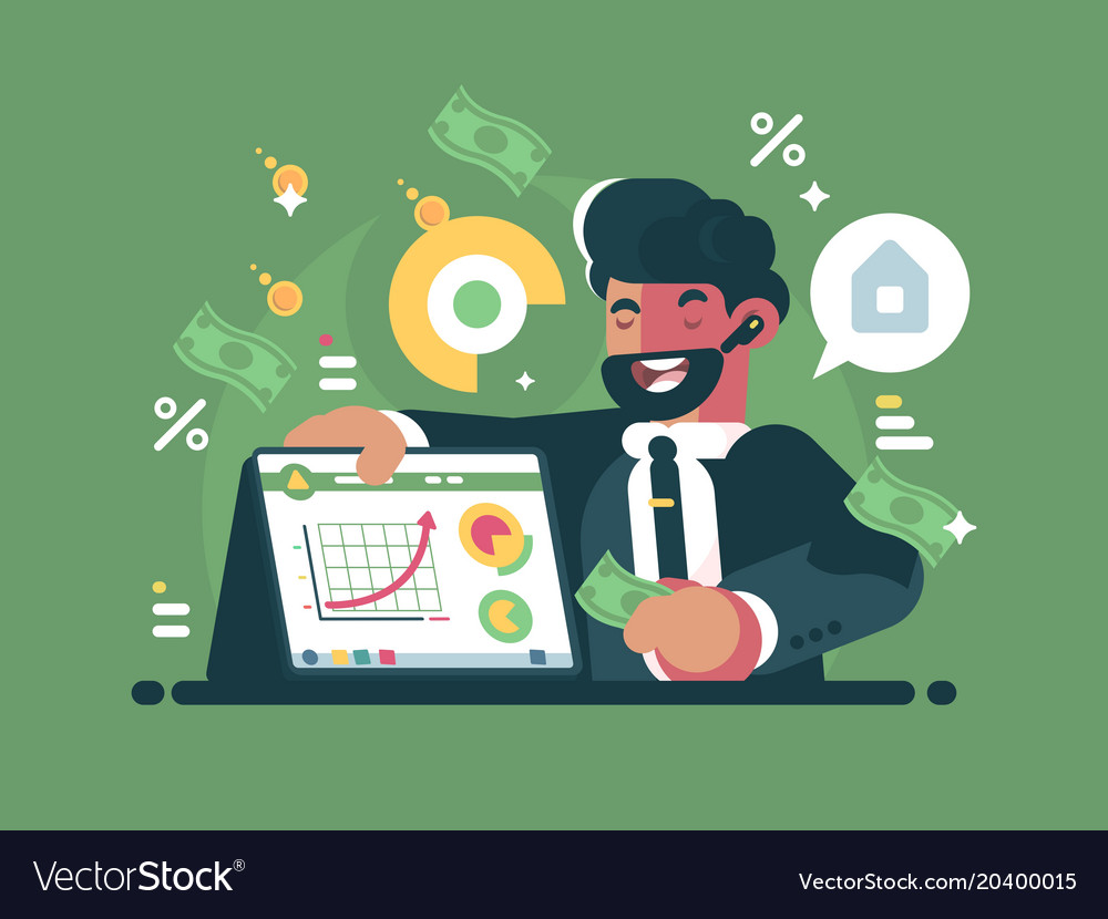 Successful and rich trader Royalty Free Vector Image