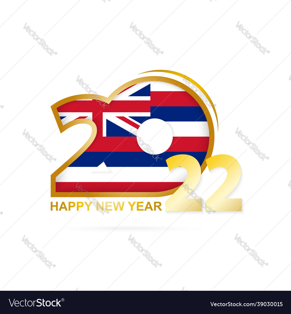 Year 2022 with hawaii flag pattern happy new Vector Image