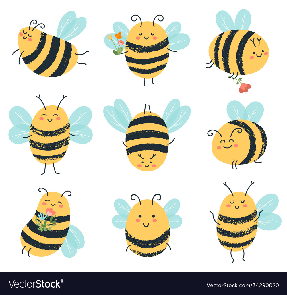 Honey bee decor clipart design, hand drawn graphics, printable art