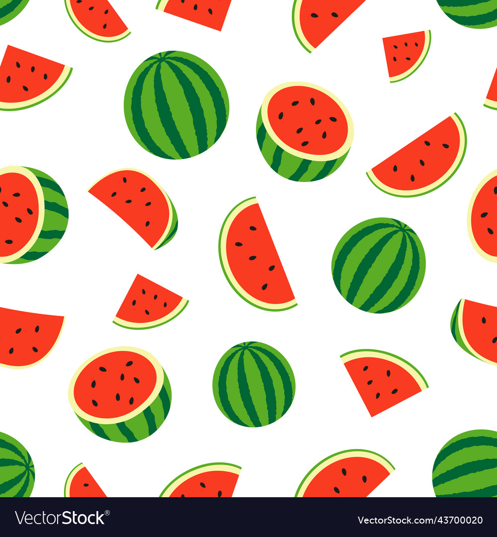 Fresh and juicy whole watermelons and slices vector image Fresh and juicy whole watermelons and slices