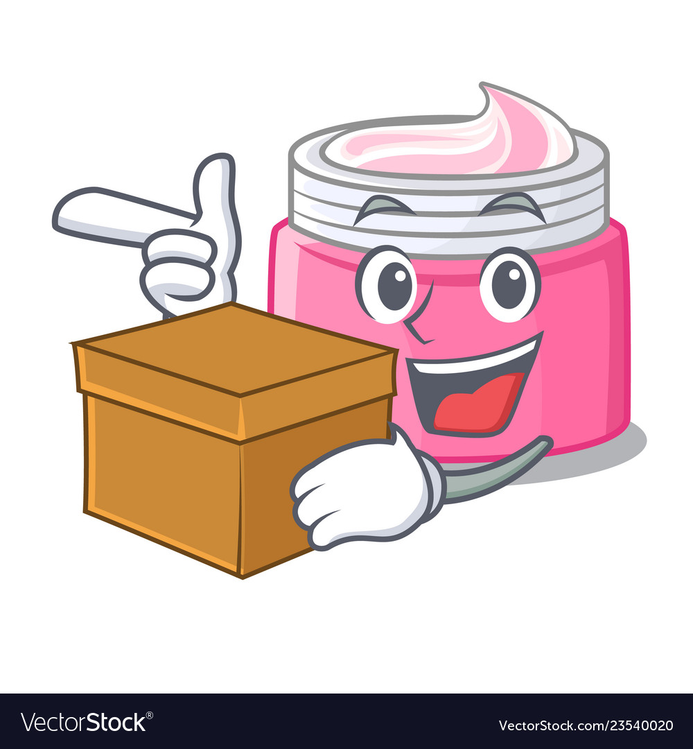 With box face cream in the cartoon form Royalty Free Vector