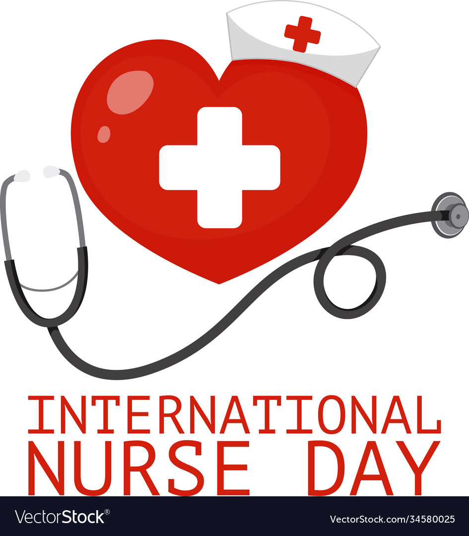 International nurse day logo with big heart Vector Image