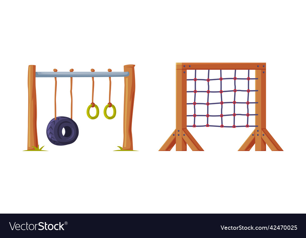 Playground equipment with hanging rope with rings Vector Image