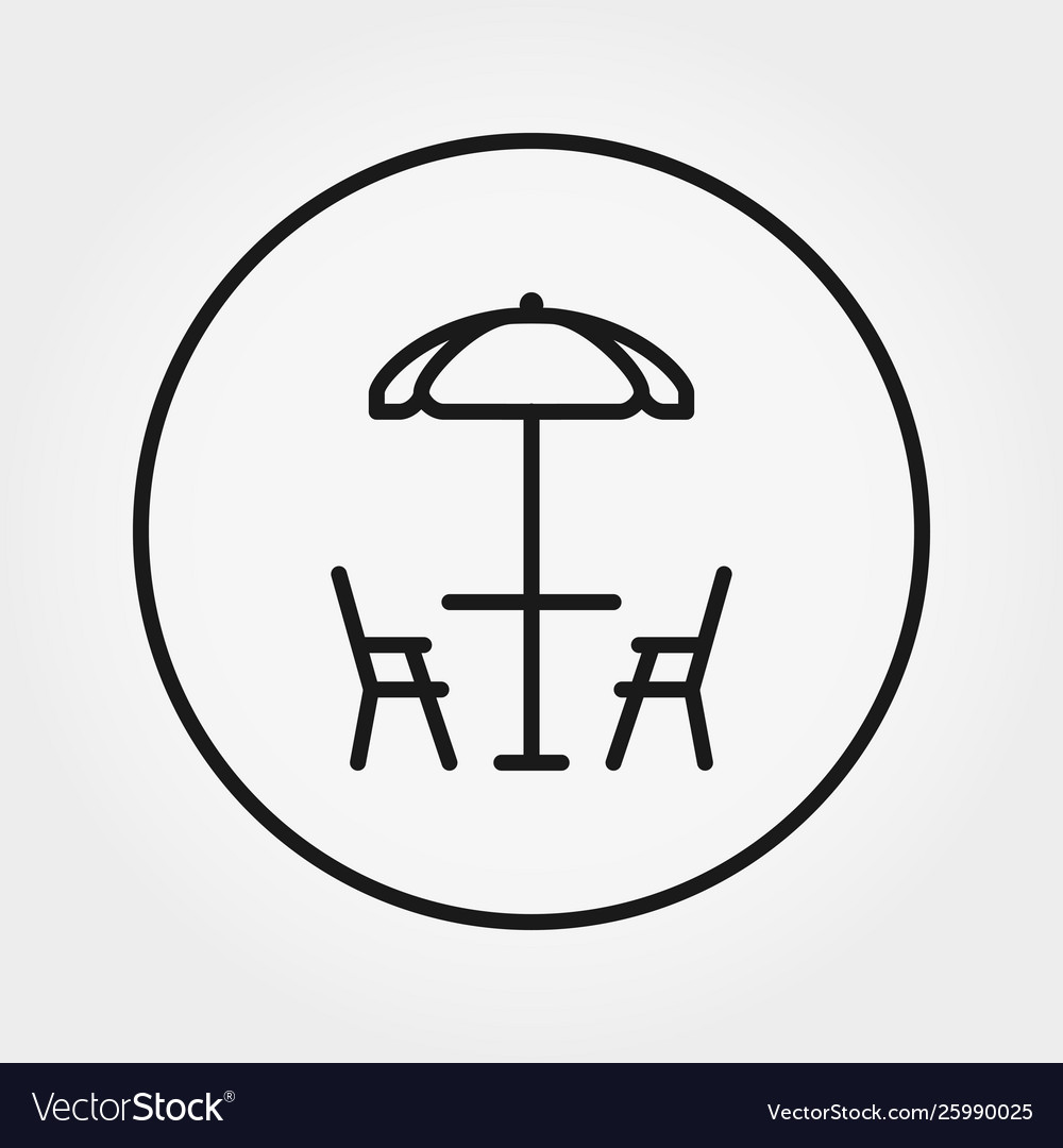 Table and chairs under umbrella beach cafe Vector Image