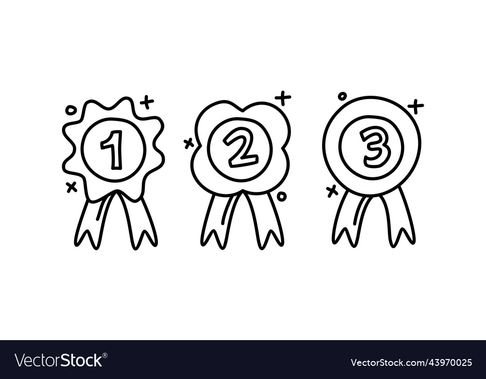 Winner medal doodle Royalty Free Vector Image - VectorStock