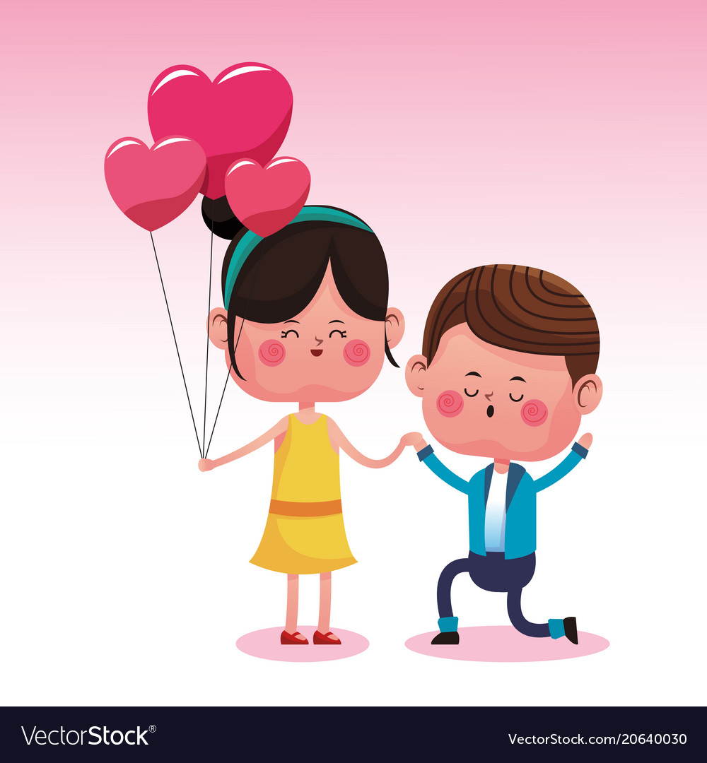 cute cartoon couple in love