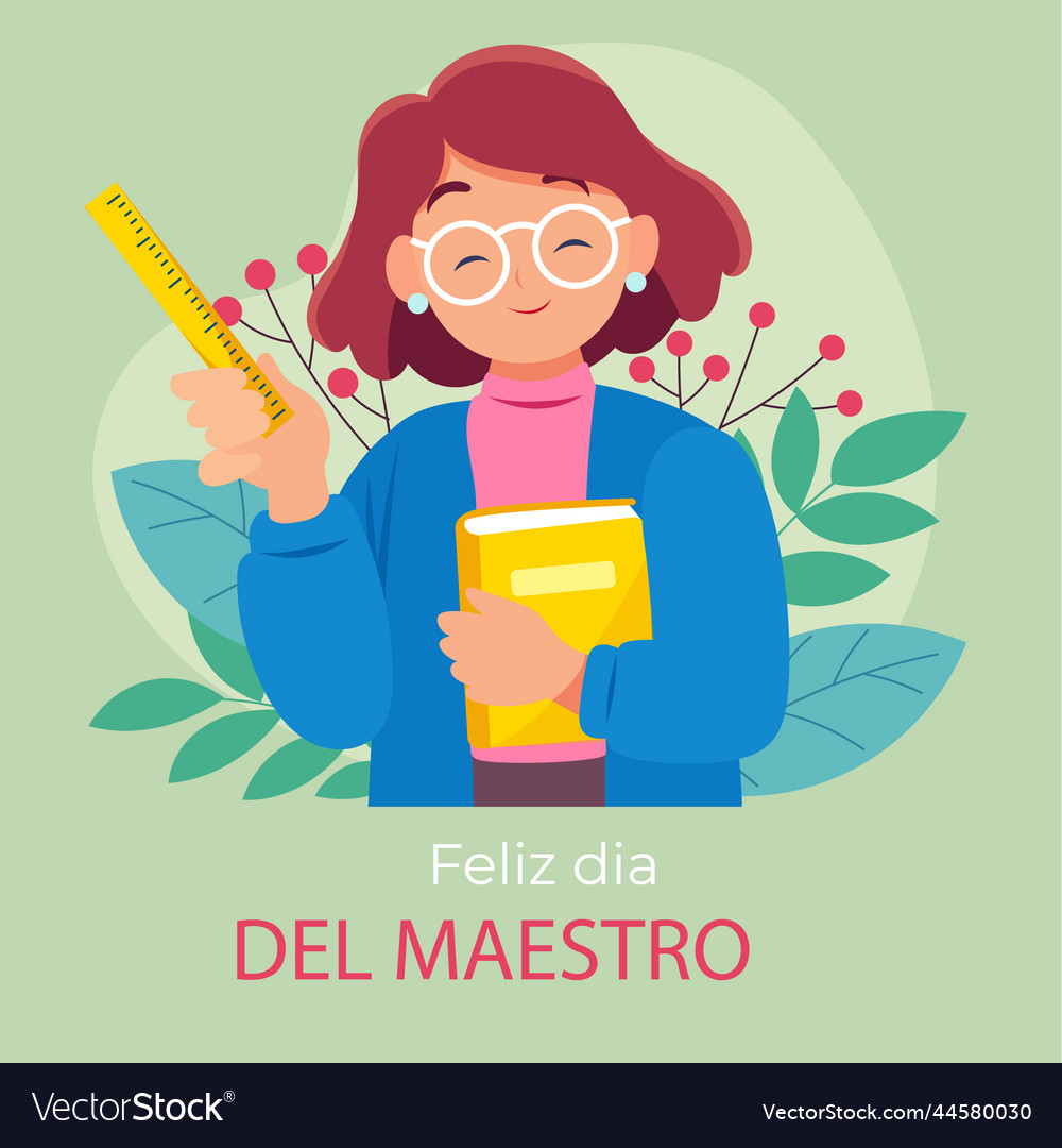 Flat teacher s day spanish Royalty Free Vector Image