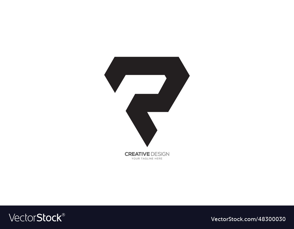 Letter r unique diamond shape black monogram logo Vector Image