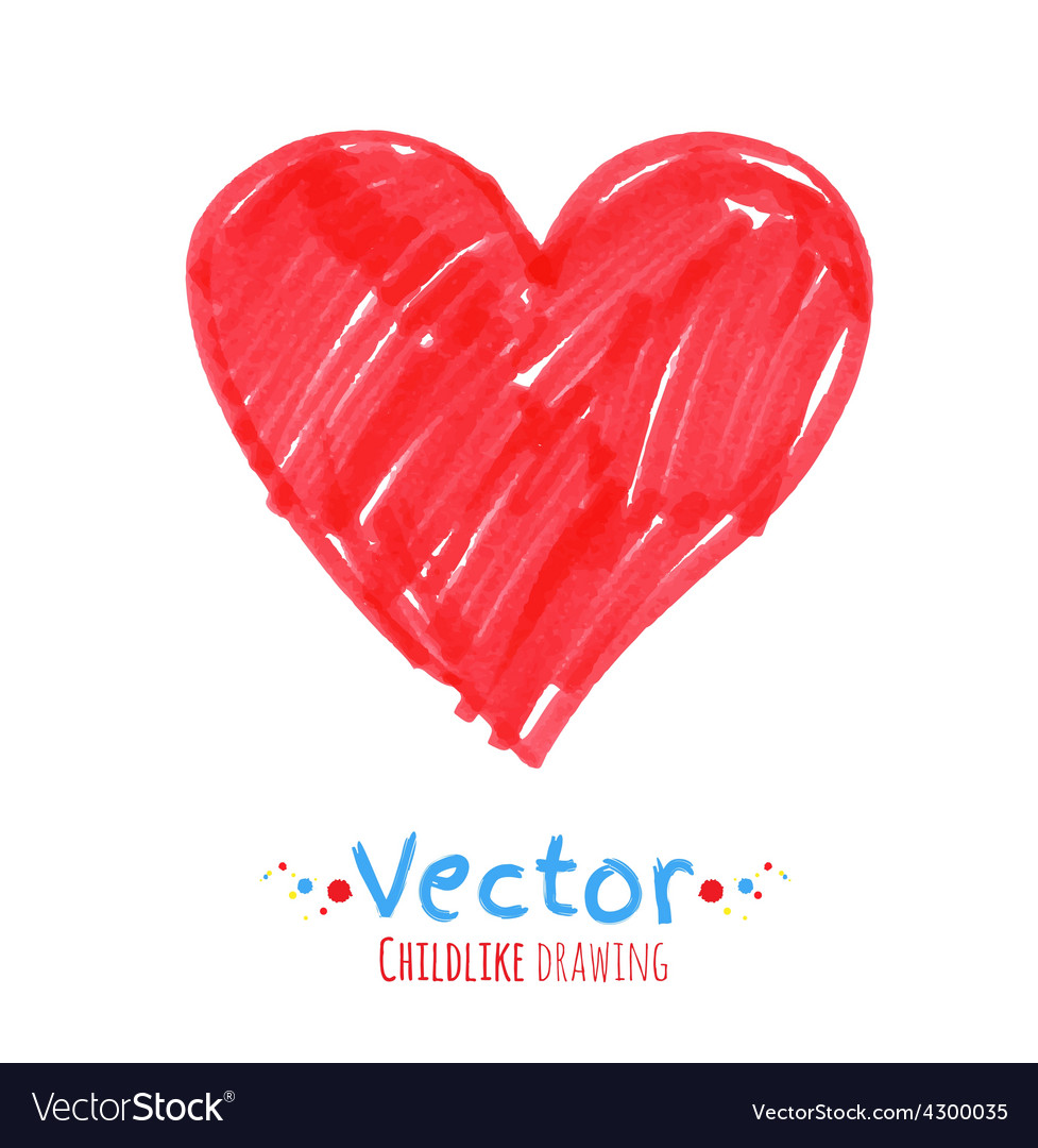 Felt pen drawing heart Royalty Free Vector Image