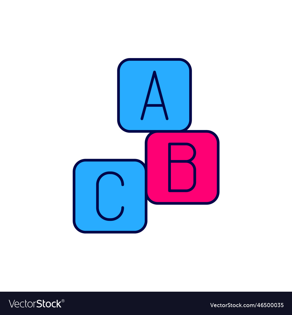 Filled outline abc blocks icon isolated on white Vector Image