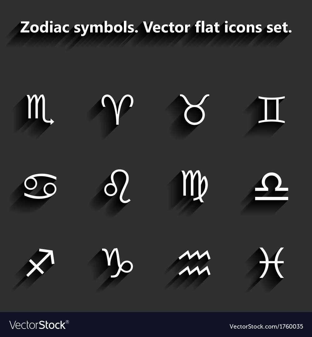 Signs Of The Zodiac Flat Icons Royalty Free Vector Image