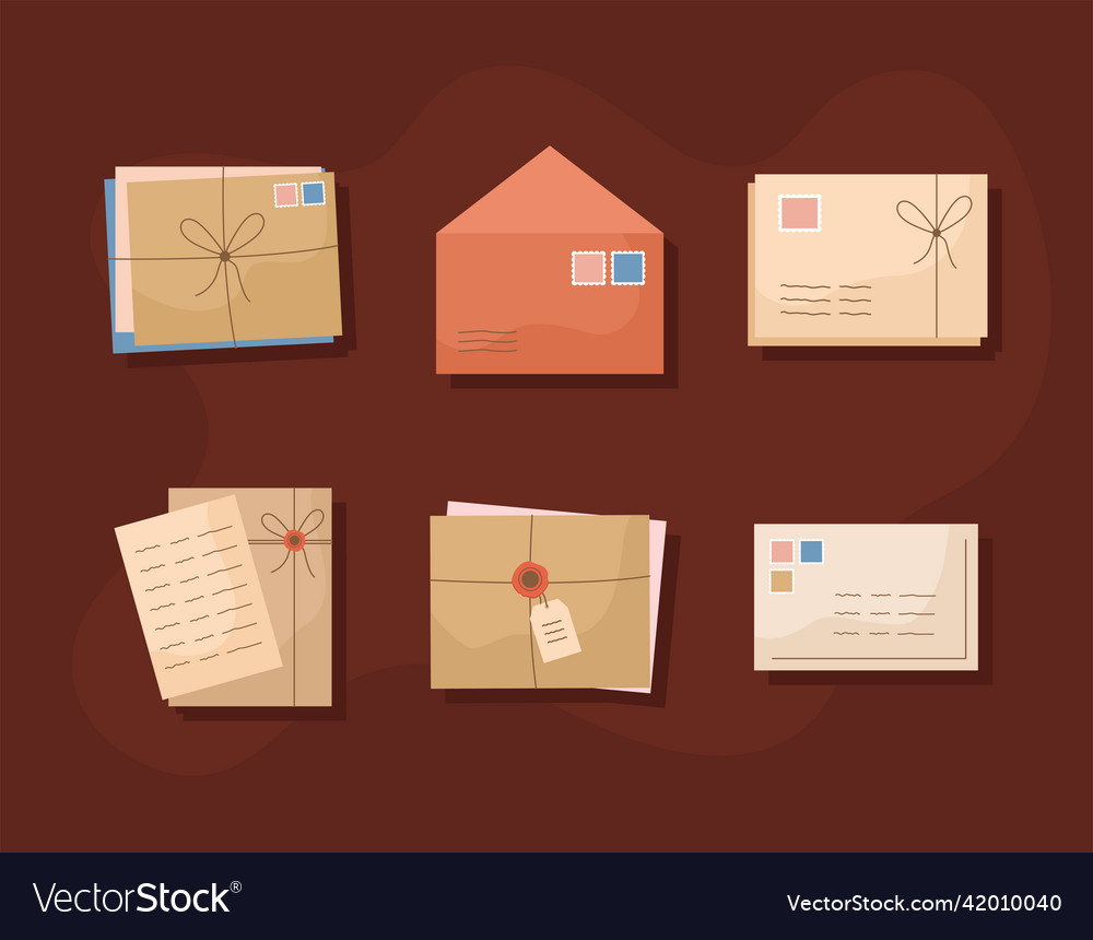 Five card envelopes Royalty Free Vector Image - VectorStock