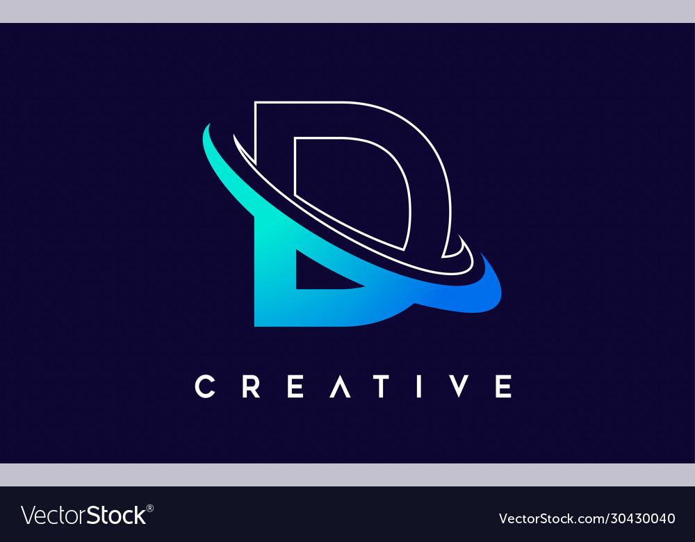 Letter d logo d design with blue swash Royalty Free Vector