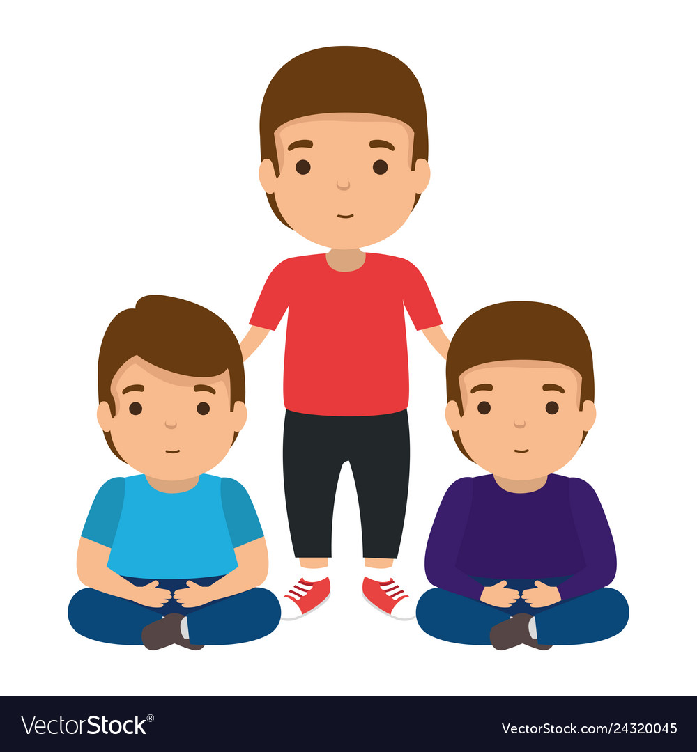 Father with sons characters Royalty Free Vector Image