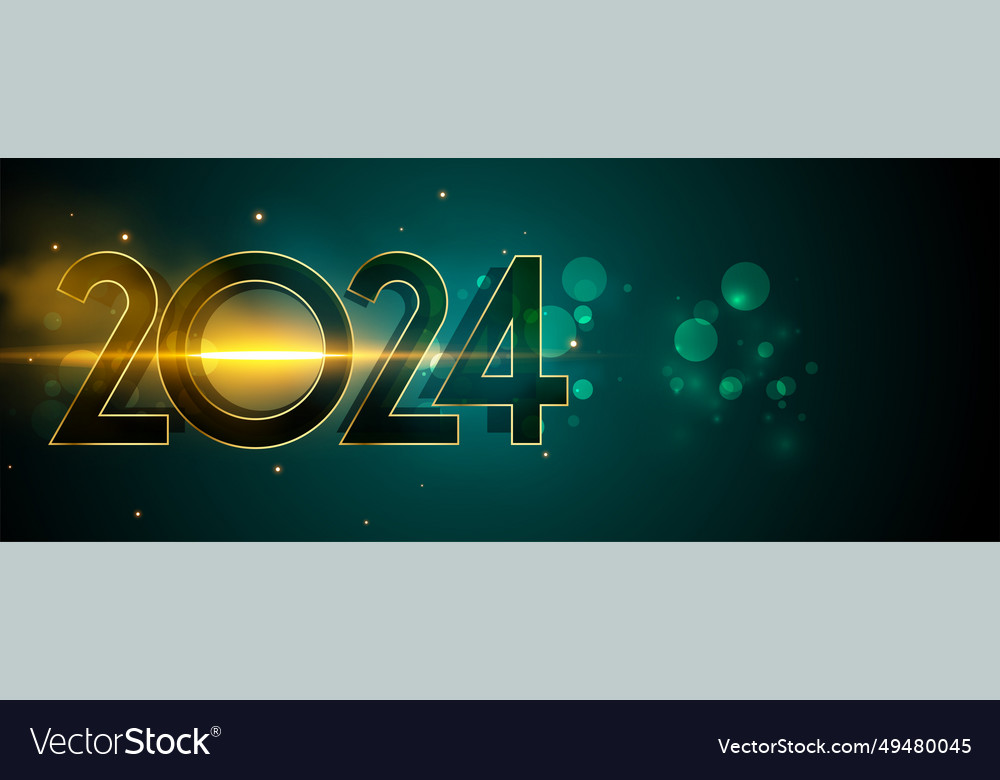 Happy new year 2024 invitation banner with light Vector Image