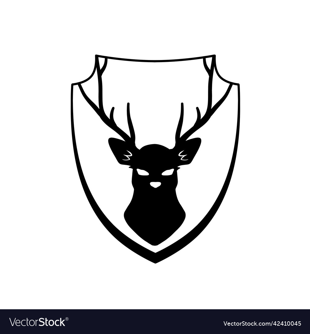 Head of deer on shield knight coat arms Royalty Free Vector