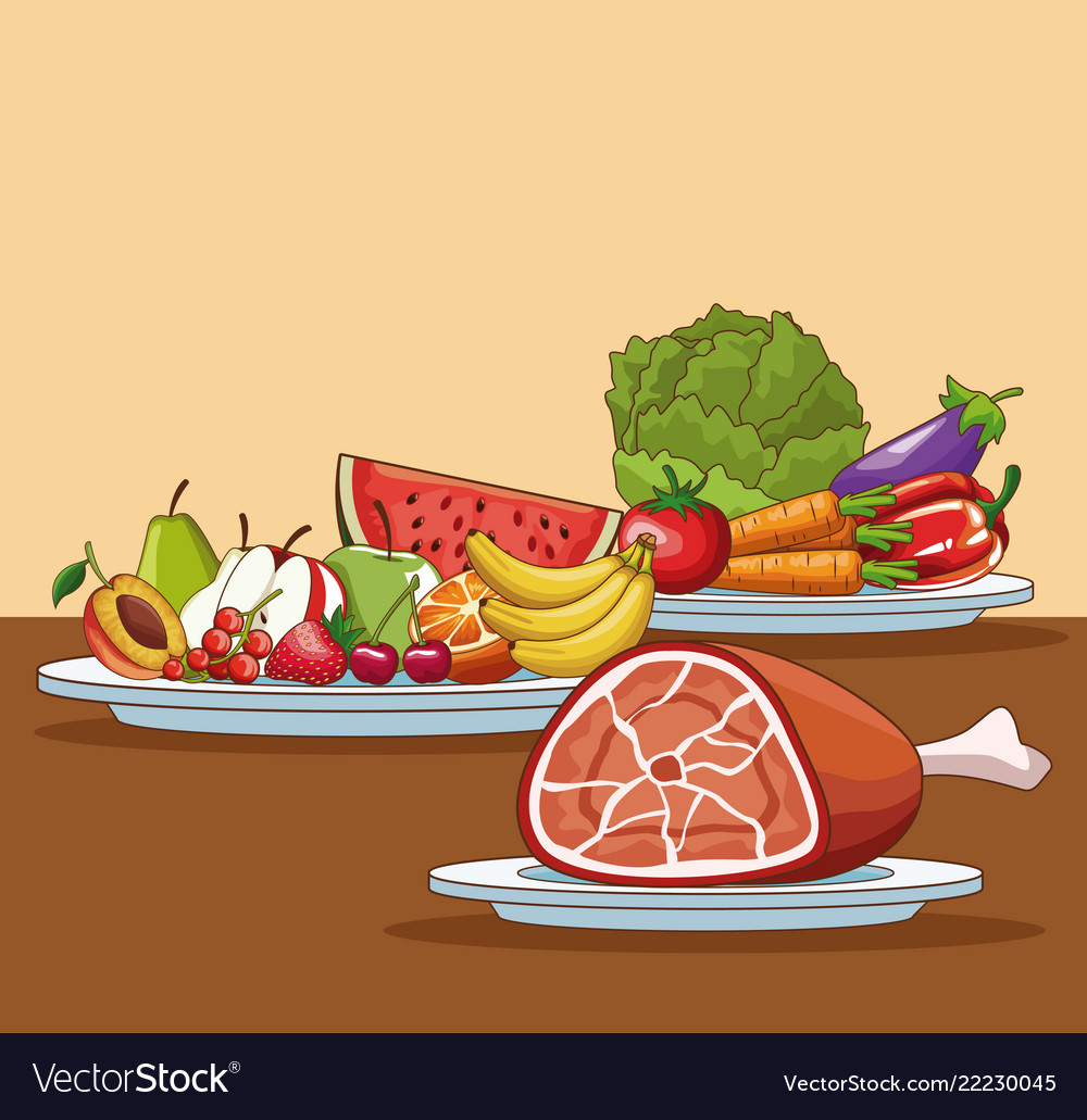 Healthy food cartoon Royalty Free Vector Image