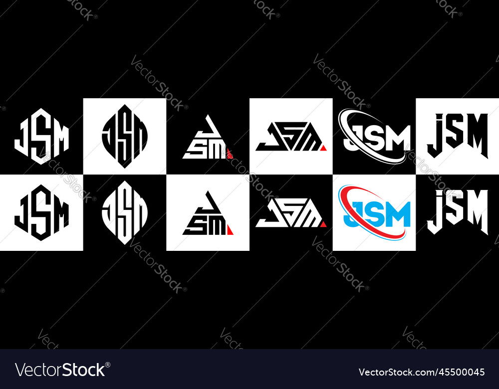 Jsm letter logo design in six style polygon Vector Image