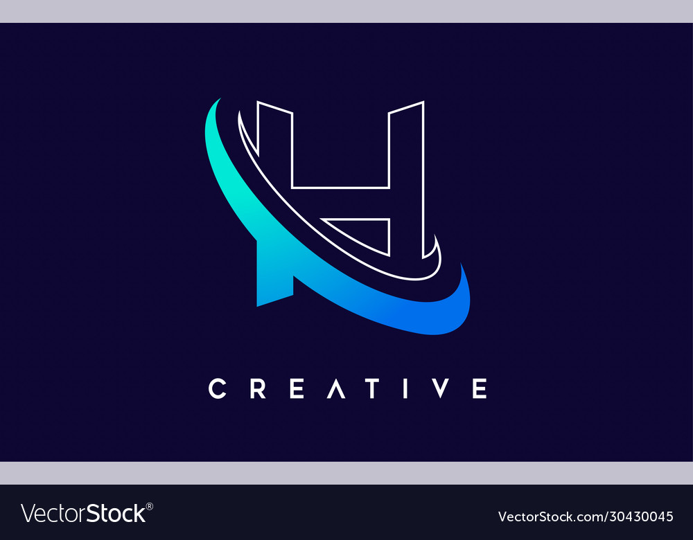 Letter h logo h design with blue swash Royalty Free Vector