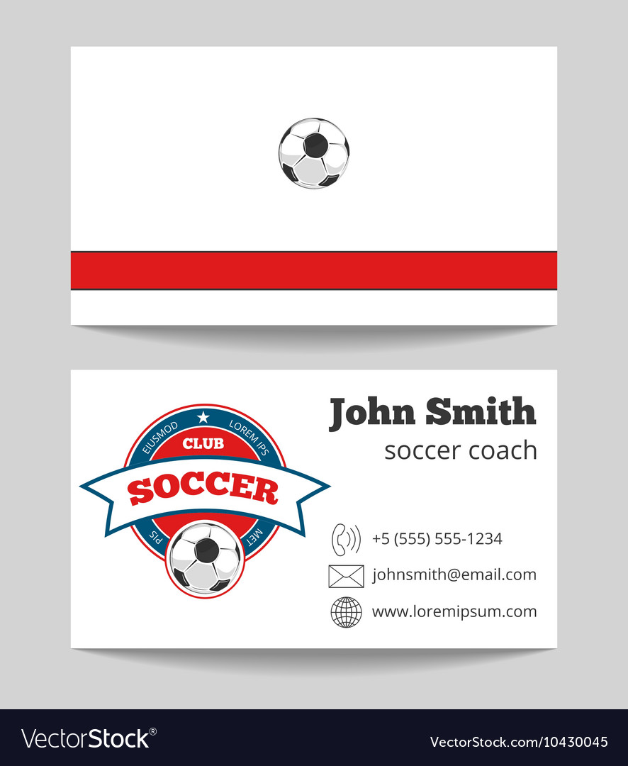 soccer coach business card template with logo vector image soccer coach card