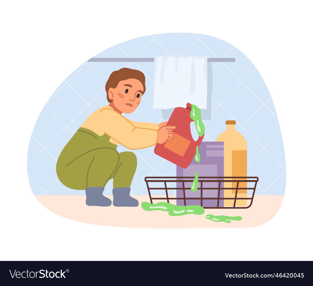 Toddler Opening Detergents And Chemicals Vector Image toddler-opening-detergents-and-chemicals-vector-image