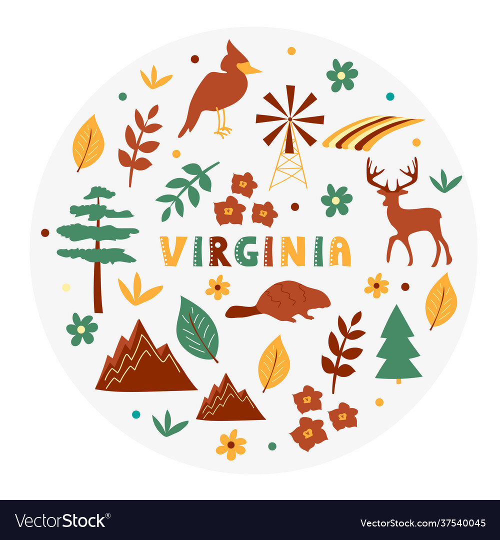 Usa collection virginia Royalty Free Vector Image