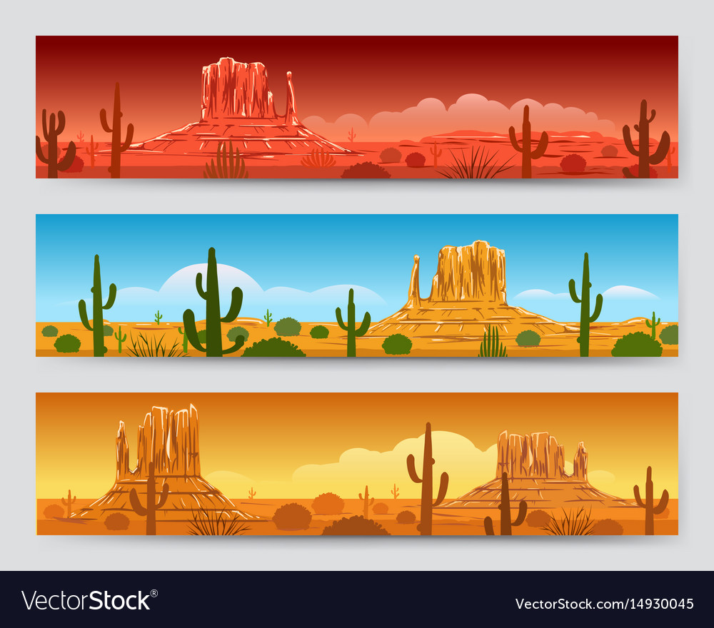 Wild Nature Desert Mexican Landscape Banners Vector Image