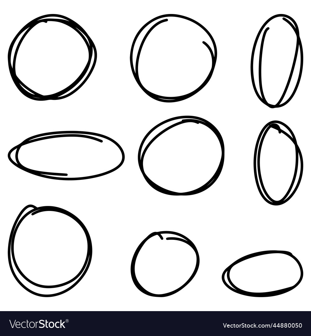 Hand drawn cartoon circle line Royalty Free Vector Image