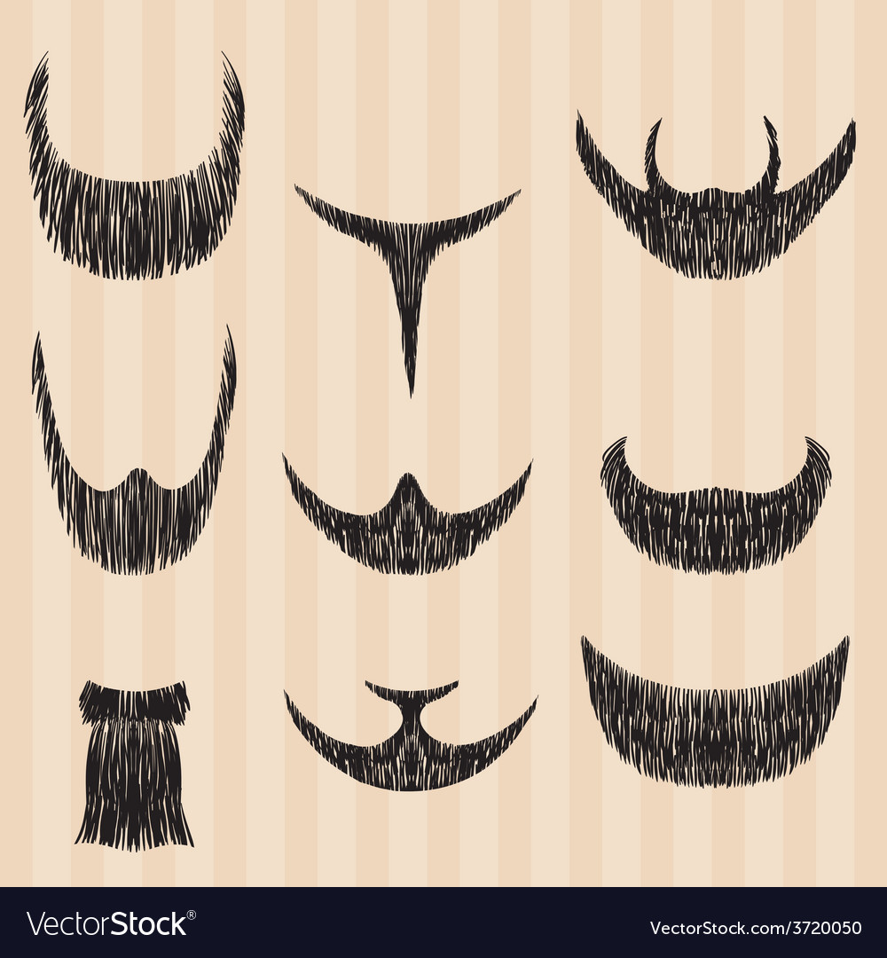 Mens Retro Collection Of Hair Styling Beard Vector Image