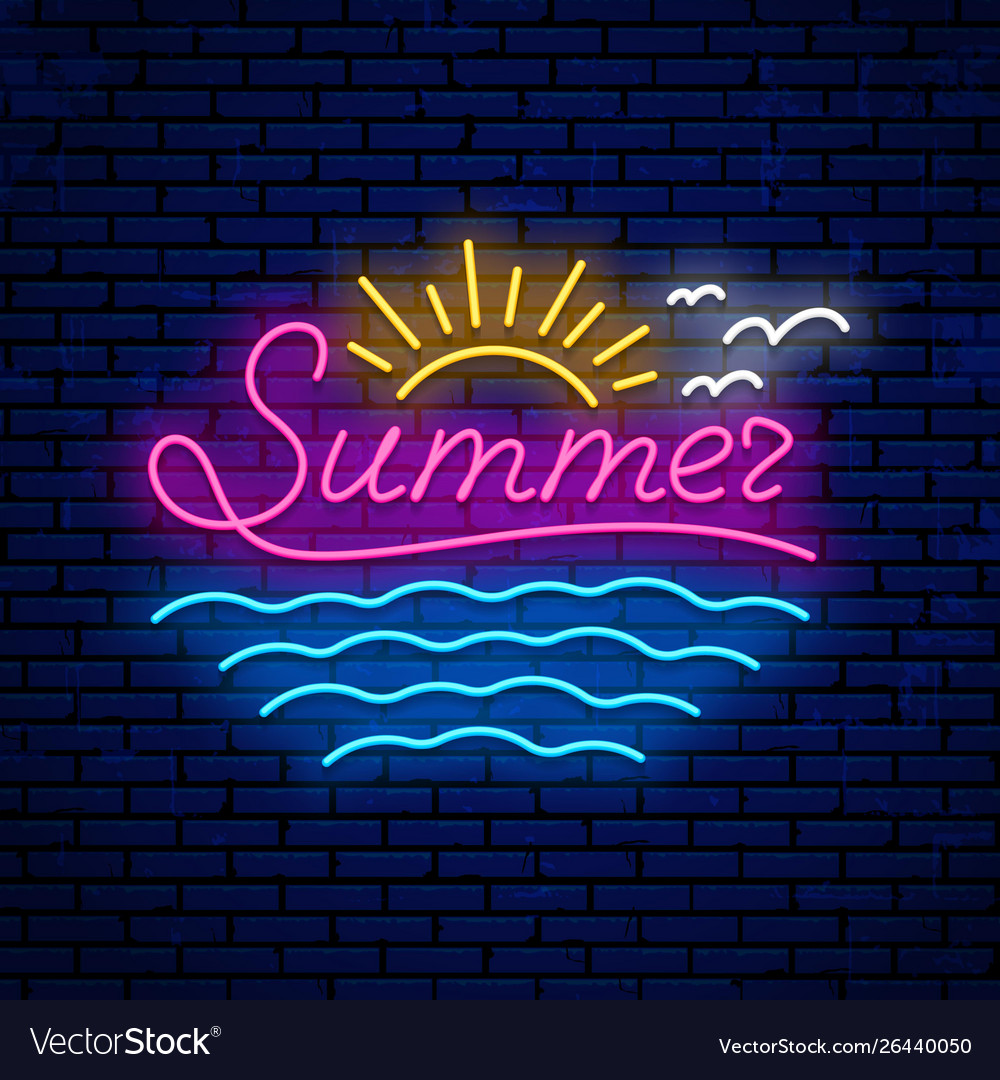 Neon summer sign Royalty Free Vector Image - VectorStock