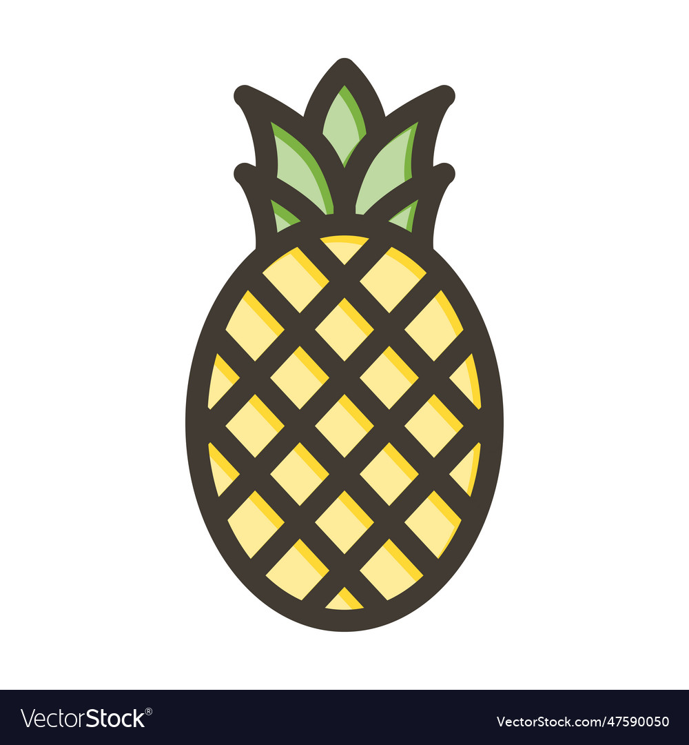 Pineapple thick line filled colors for personal Vector Image