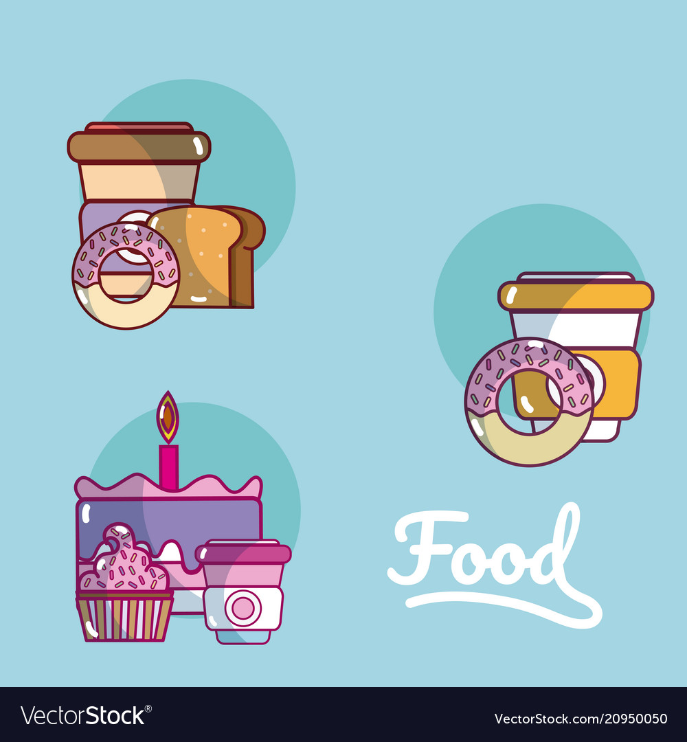 Set of food cartoons Royalty Free Vector Image