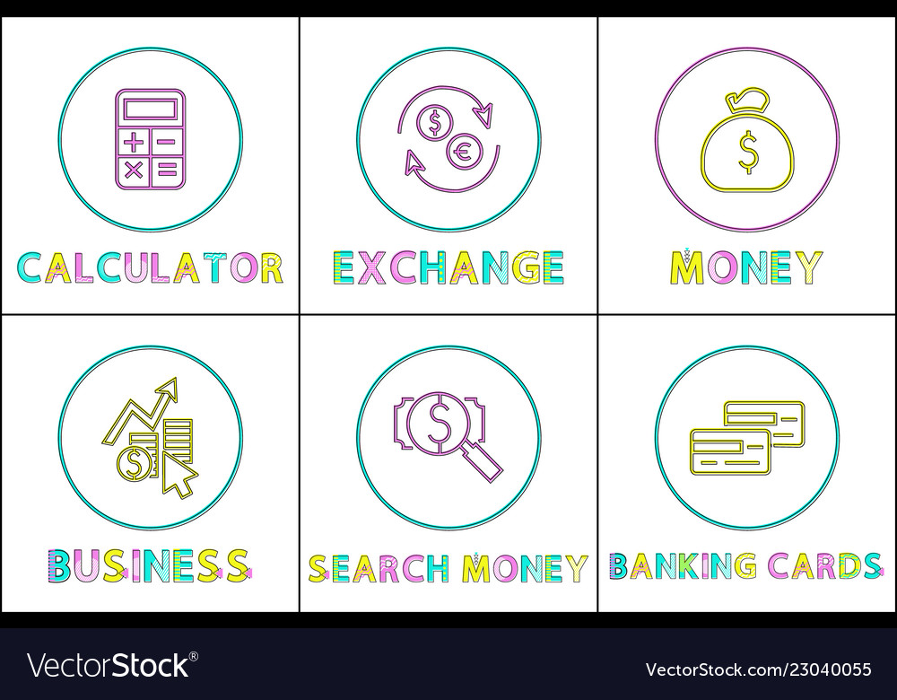 Calculation Exchange Money Set Royalty Free Vector Image Calculation Exchange Money Set Vector Image