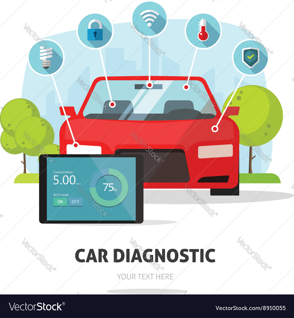 Car diagnostics test service protection insurance Vector Image