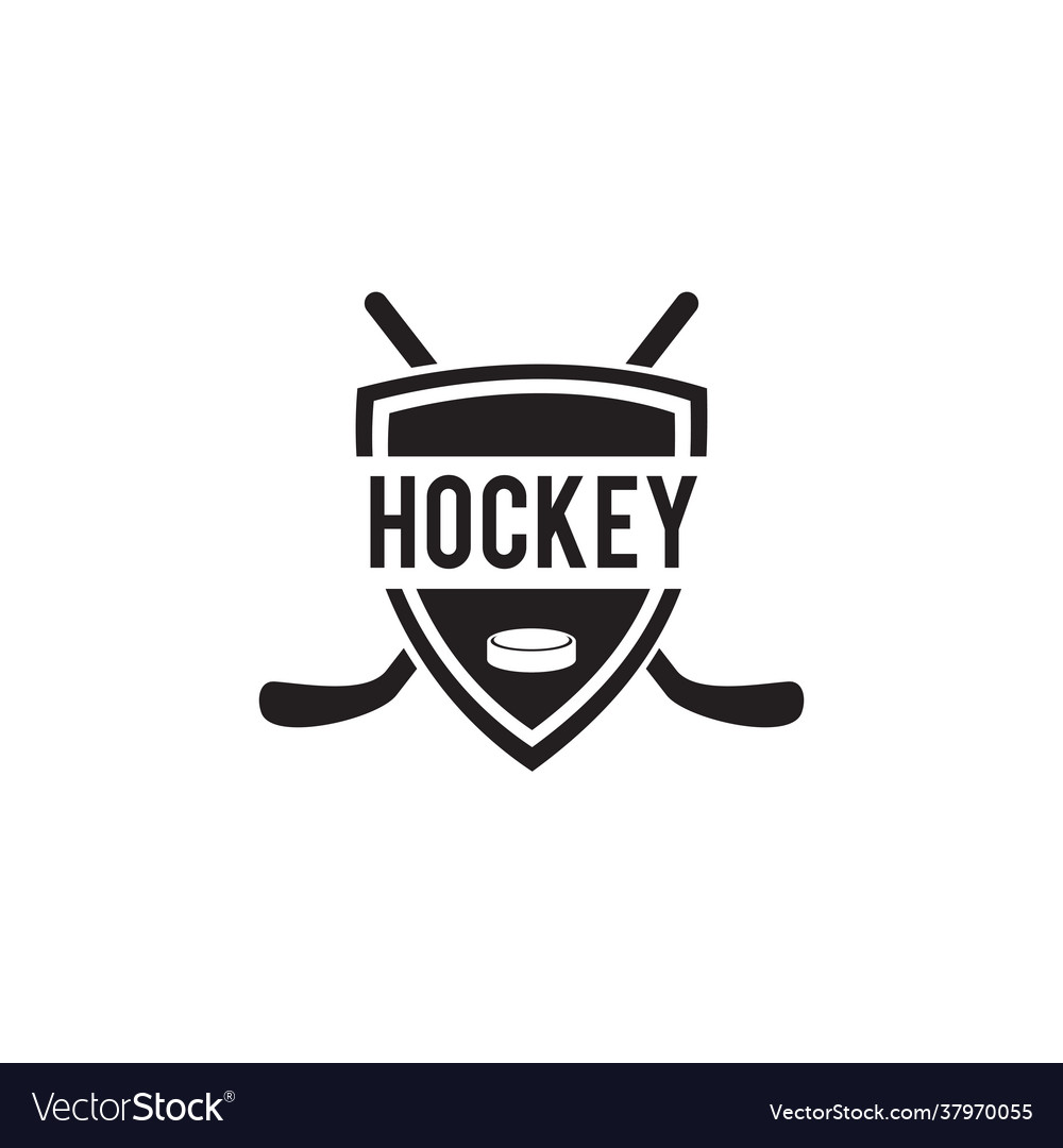 Hockey emblem logo design template Royalty Free Vector Image