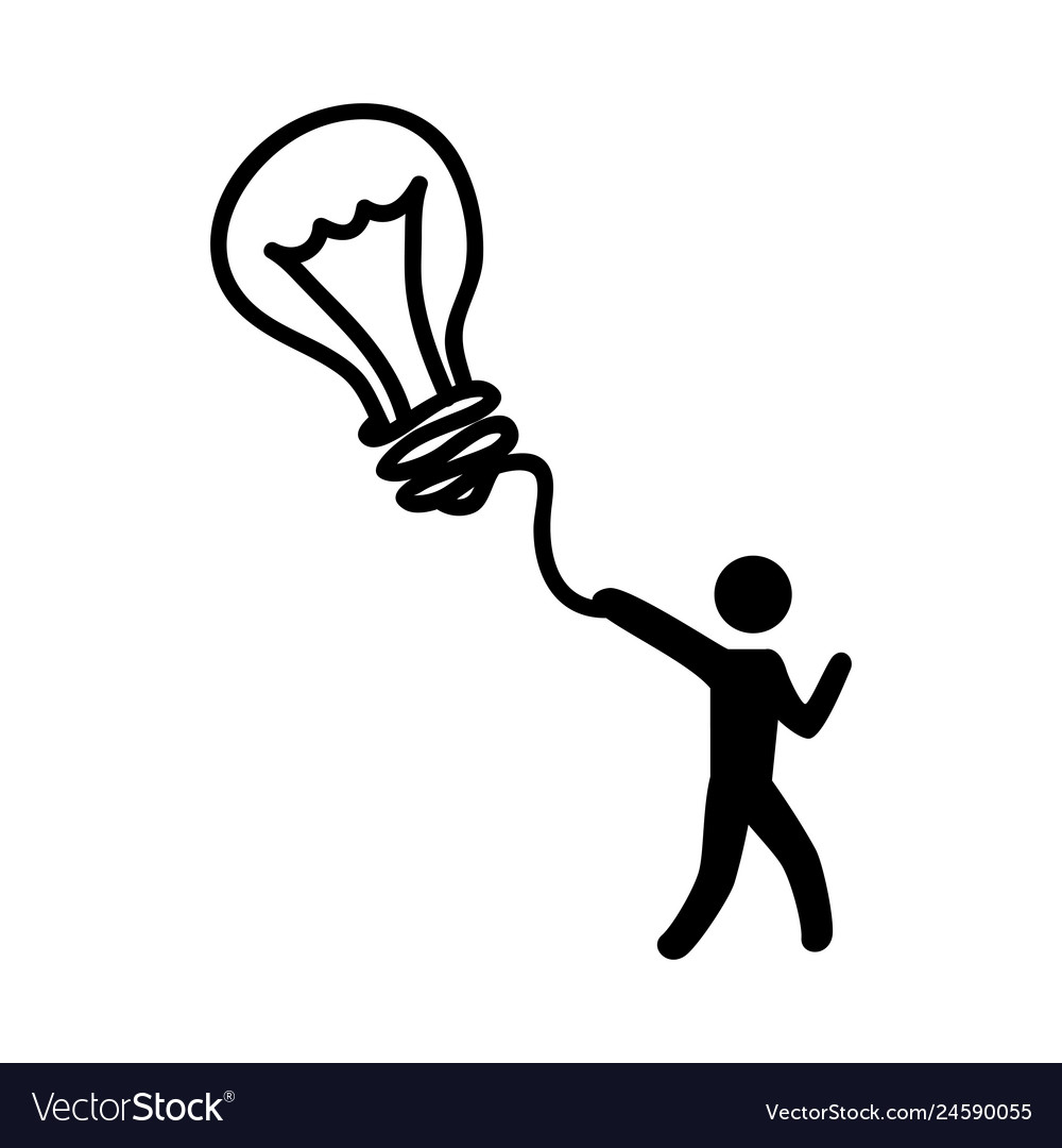 Human Figure With Bulb Silhouette Icon Royalty Free Vector